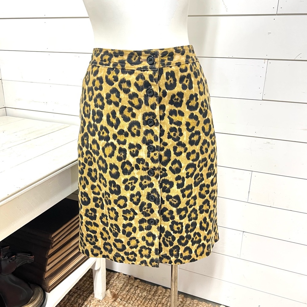 Lauren Ralph Lauren leopard skirt linen cotton size 10 petite